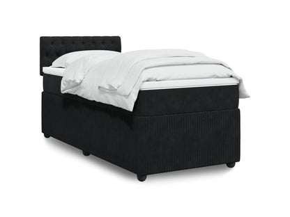 Bed base with mattress, black, 90x200 cm, velvet