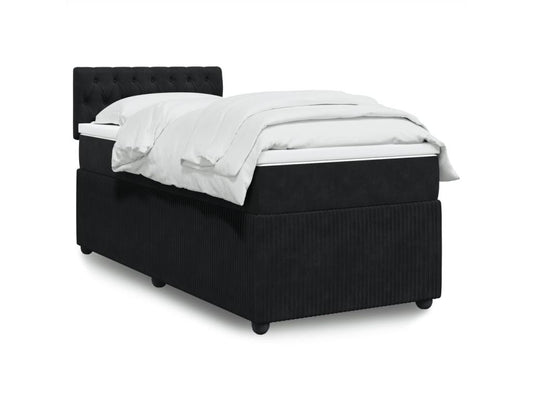 Bed base with mattress, black, 90x200 cm, velvet