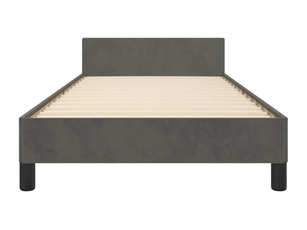 Dark grey velvet bed frame (80x200 cm) without mattress