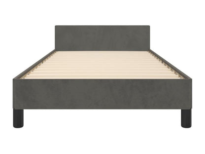 Dark grey velvet bed frame (80x200 cm) without mattress