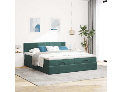 Bed frame with dark green 200x200 cm velvet mattress