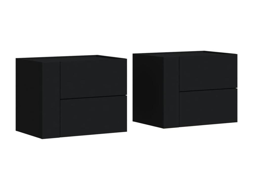 2-piece black wall-mounted bedside tables, 45x30x35 cm