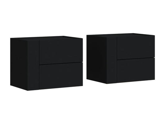 2-piece black wall-mounted bedside tables, 45x30x35 cm