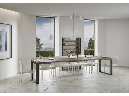 Extendable dining table, brown color - Legs and support on 2 thin extensions - Extendable width 130 to 234cm