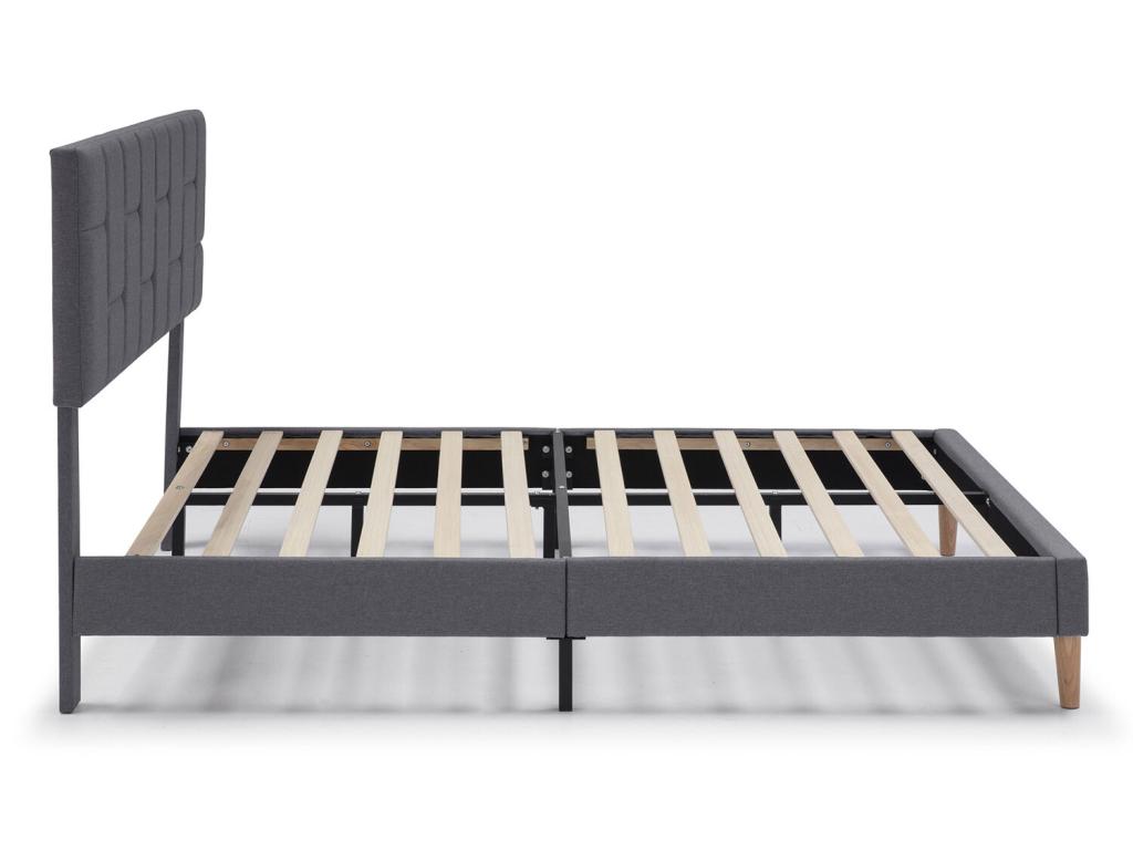 Upholstered platform bed frame 30 cm 90x190 cm Dark Grey