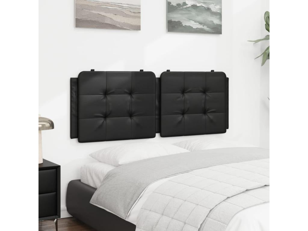 Black faux leather headboard cushion, 120cm