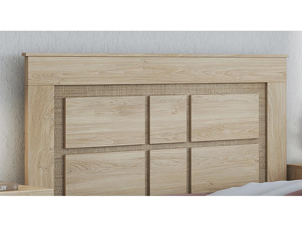 Headboard with oak-effect textile legs - Length 160 x Depth 3.8 x Height 120 cm