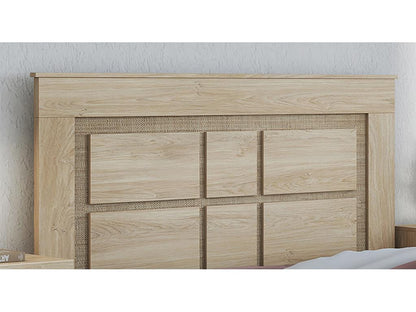 Headboard with oak-effect textile legs - Length 160 x Depth 3.8 x Height 120 cm