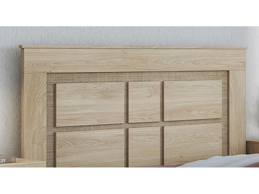 Headboard with oak-effect textile legs - Length 160 x Depth 3.8 x Height 120 cm