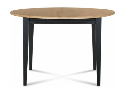 Round wooden table, 115 cm diameter, with 1 extension leaf and tapered legs - Victoria