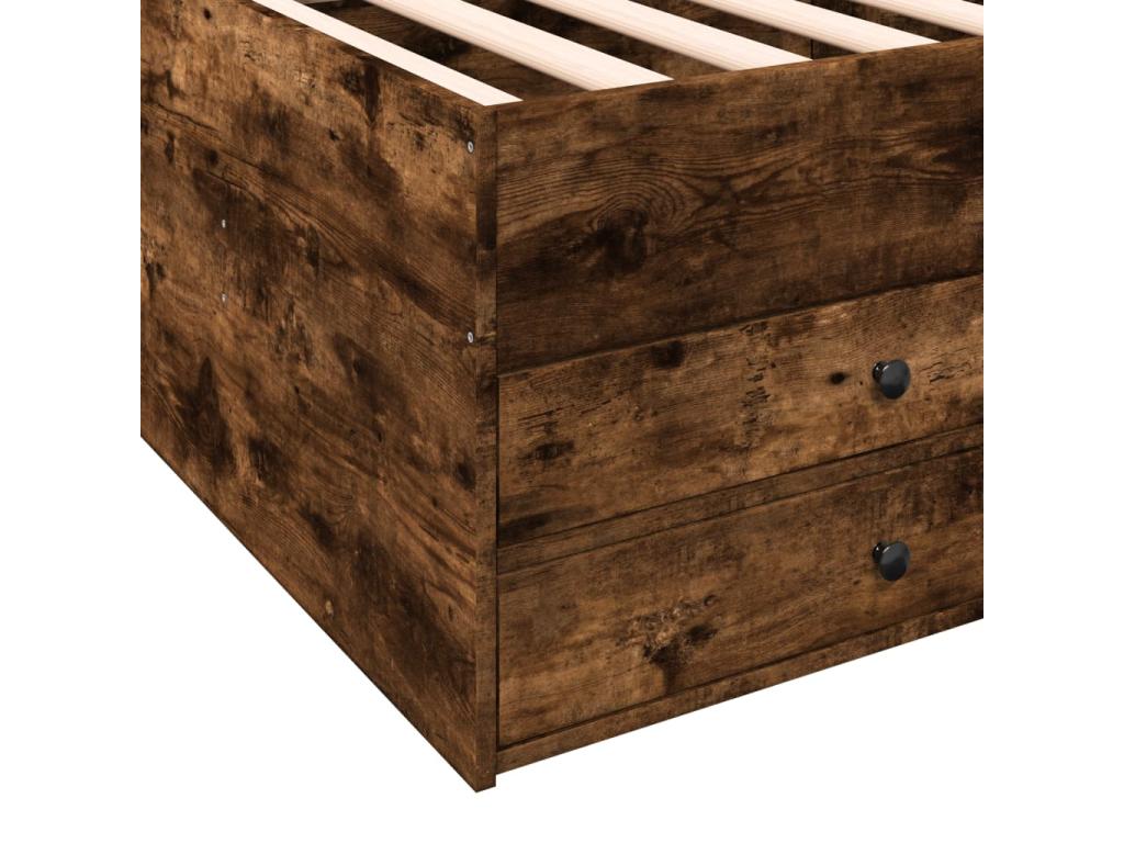 Daybed with drawers, without mattress, smoked oak, 100x200 cm