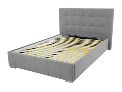 Bed 101 Double Grey 160x200 Faux Leather Slatted Base 178x216x105cm