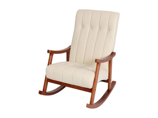 K10 Rocking Chair, Cream Faux Leather, Walnut-Effect Legs