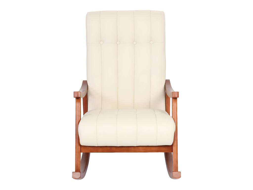 K10 Rocking Chair, Cream Faux Leather, Walnut-Effect Legs
