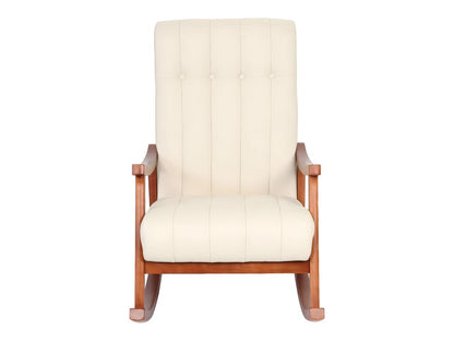 K10 Rocking Chair, Cream Faux Leather, Walnut-Effect Legs