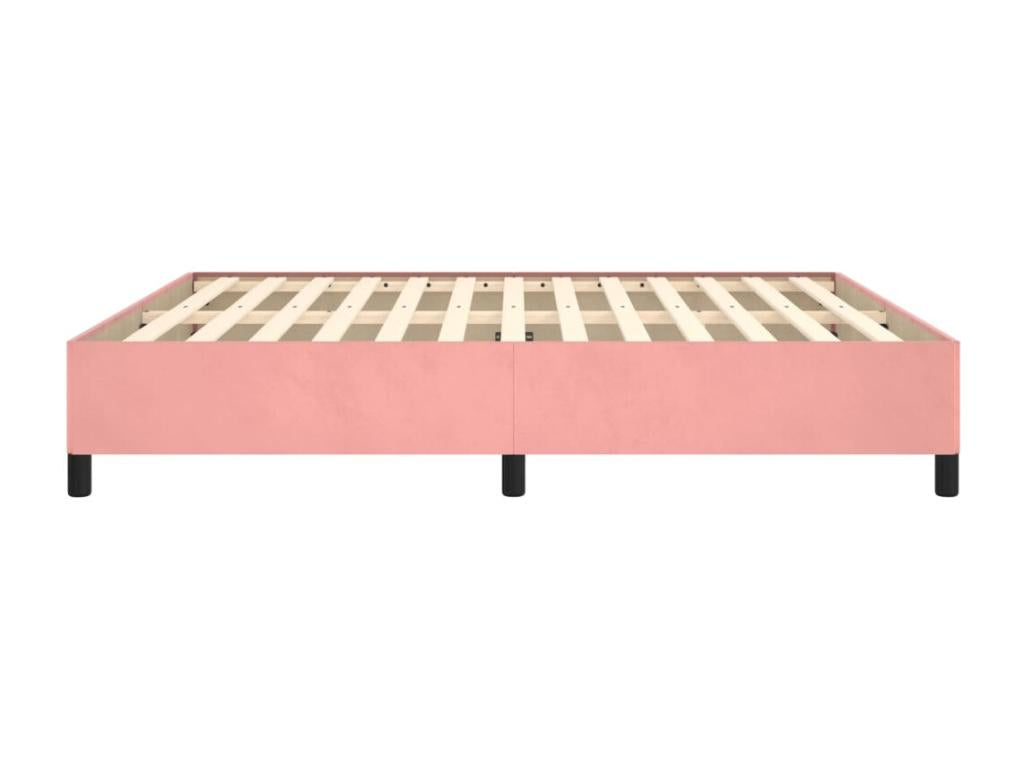 Pink velvet bed frame without mattress, 160x200 cm