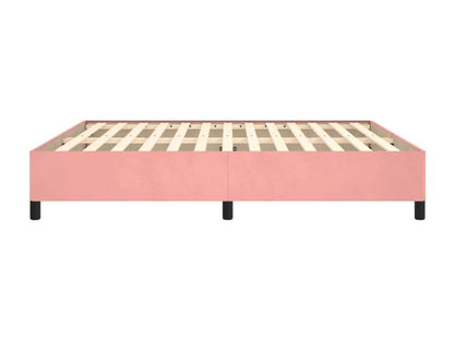 Pink velvet bed frame without mattress, 160x200 cm