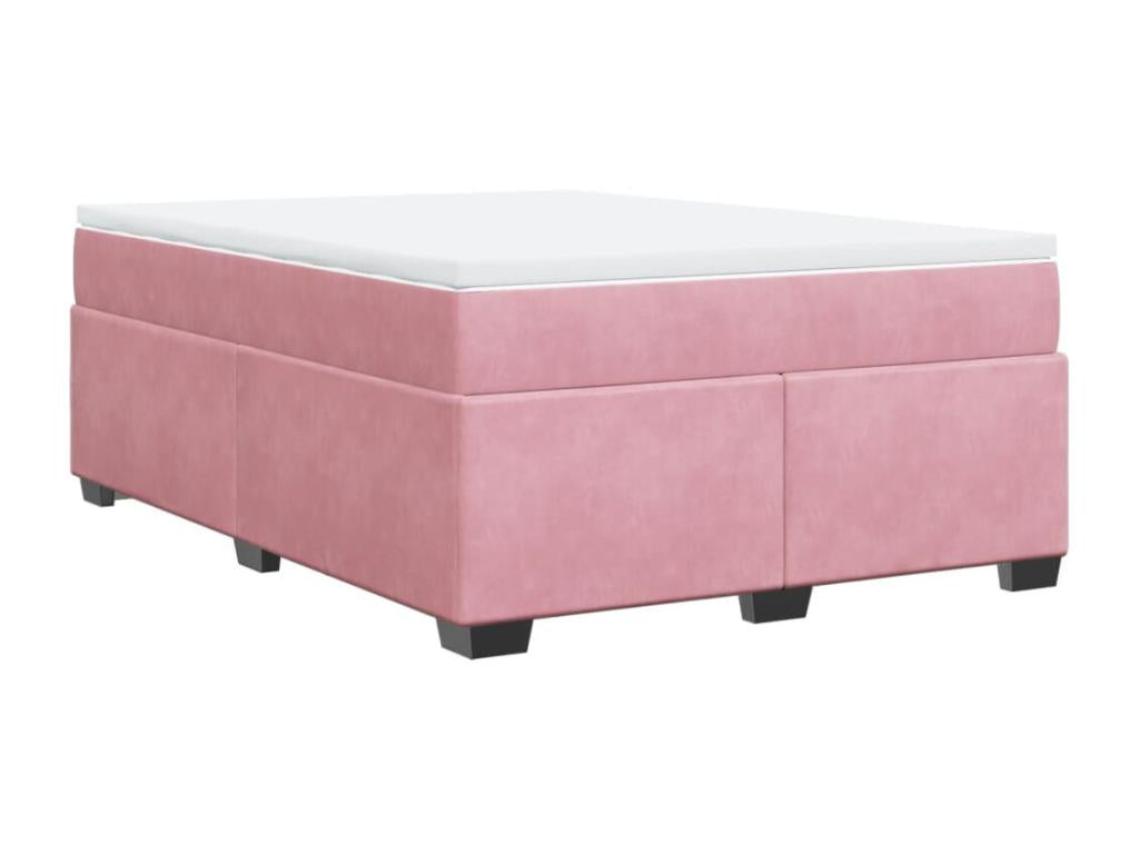 Bed base with mattress, Pink, 140x190 cm, Velvet