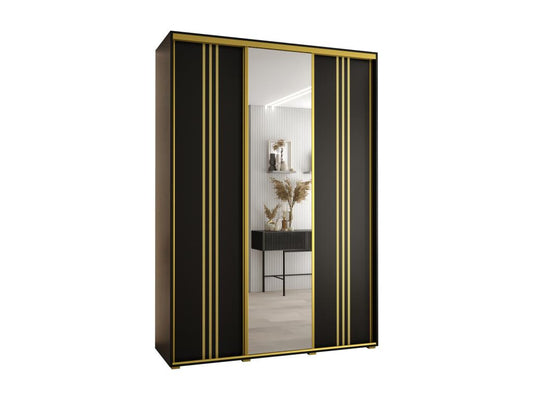 7-Door Sliding Wardrobe 235.2/180/60 3 Doors Black/Black/Gold
