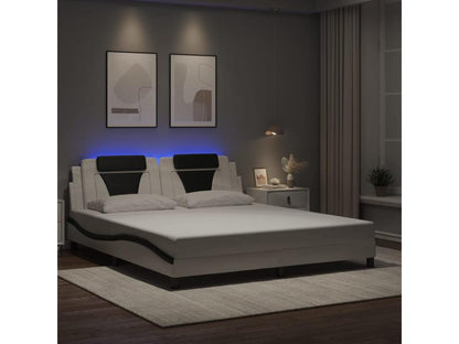 Bed frame with Nobelleaères LED lights, white and black, 180x200 cm, faux leather