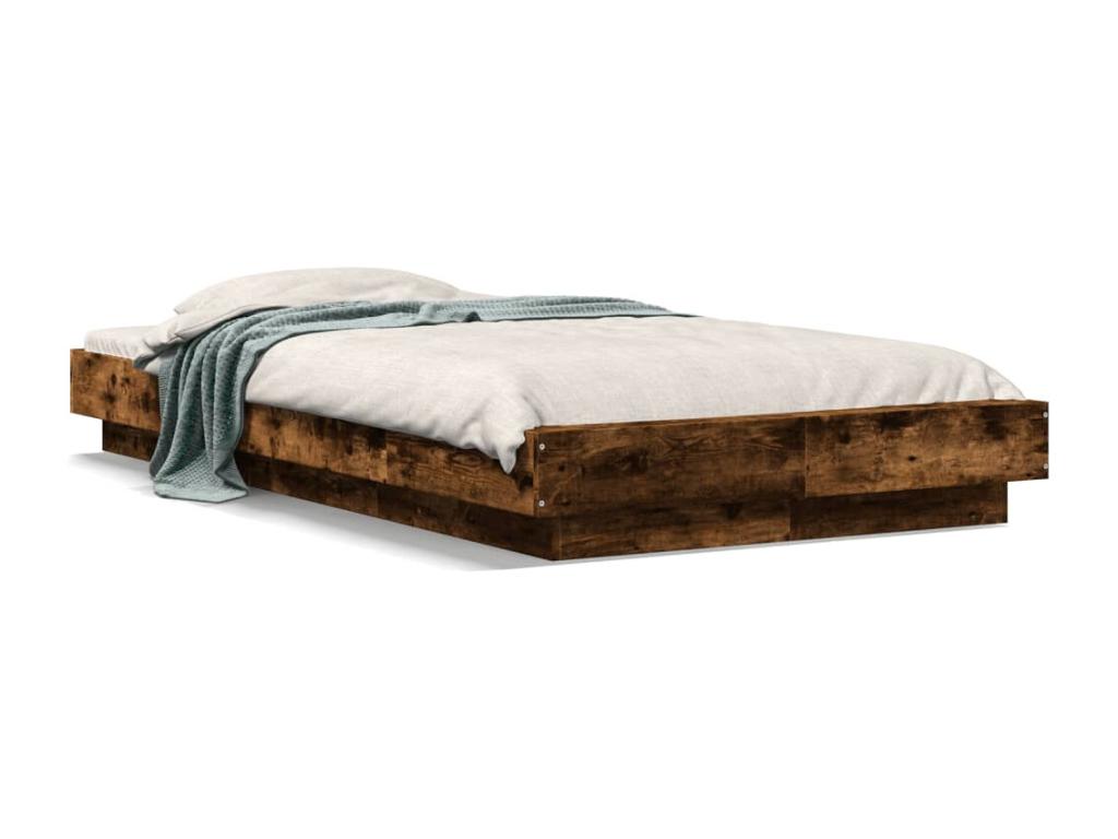 Smoked oak bed frame 90x200 engineered wood