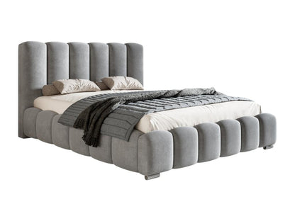 Dekonaoé 200x200 cm Double Bed with 140x200 cm Slatted Base, Grey Amor Velvet 4318
