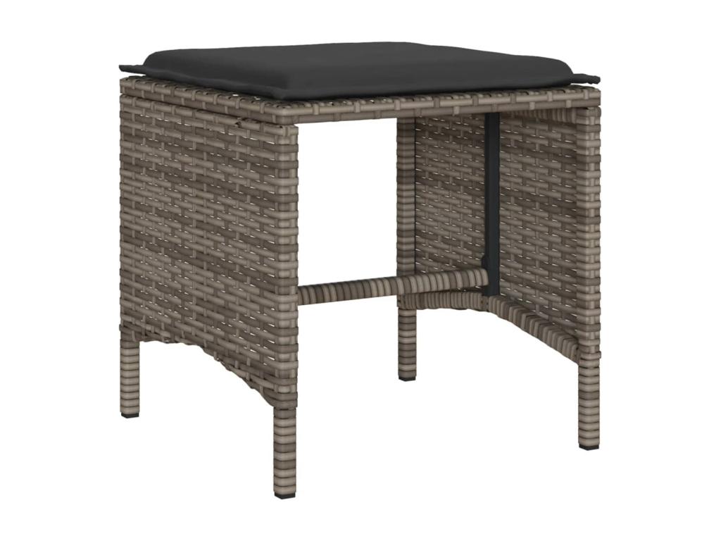 4-piece garden furniture set with grey resin wicker cushions