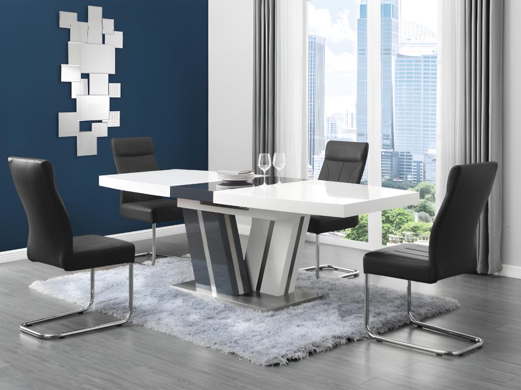 Extendable dining table II - 6 to 8 people - Grey and white lacquered MDF
