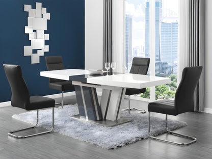 Extendable dining table II - 6 to 8 people - Grey and white lacquered MDF