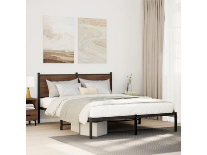 Metal bed frame without mattress, smoked oak, 150x200 cm