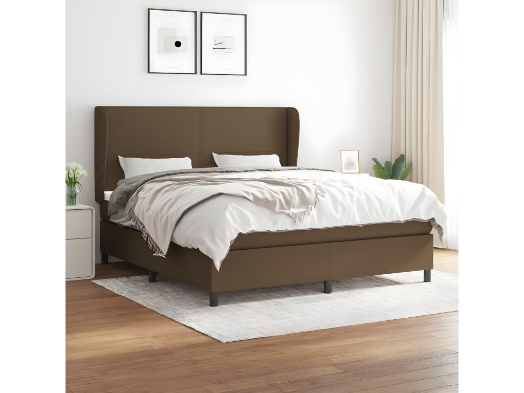 Upholstered bed base with mattress, dark brown, 160x200 cm