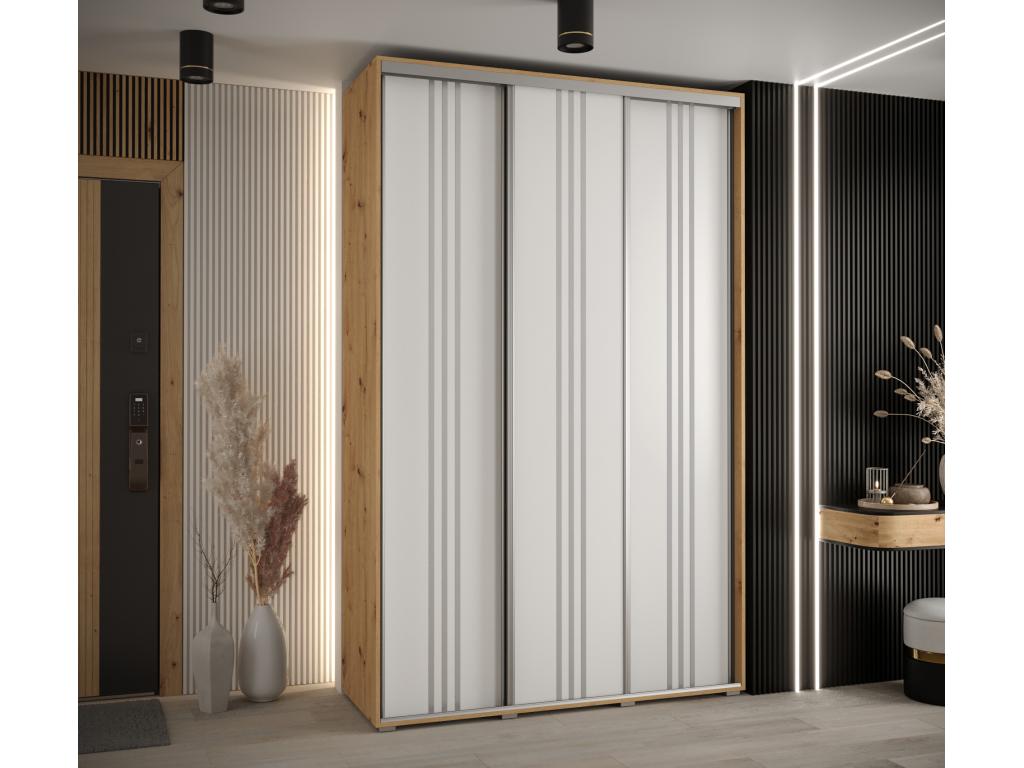 Wardrobe with 6 Sliding Doors 235.2/160/60 3 Doors /White/Silver