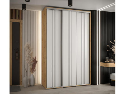 Wardrobe with 6 Sliding Doors 235.2/160/60 3 Doors /White/Silver