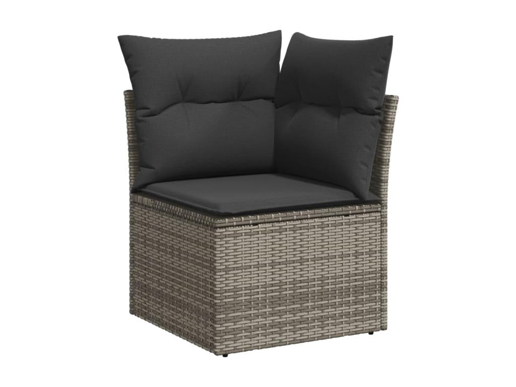 Garden furniture set with cushions, 13 pieces, grey woven resin
