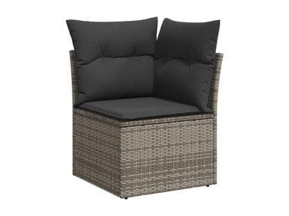 Garden furniture set with cushions, 13 pieces, grey woven resin