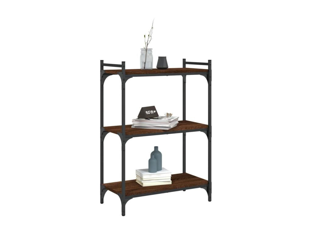 3-tier bookcase, brown oak, 60x30x86 cm, engineered wood