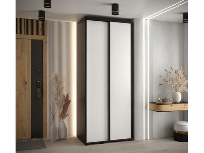 Wardrobe 1 with Sliding Doors 235.2/110/60 2 Doors Black/White/Black