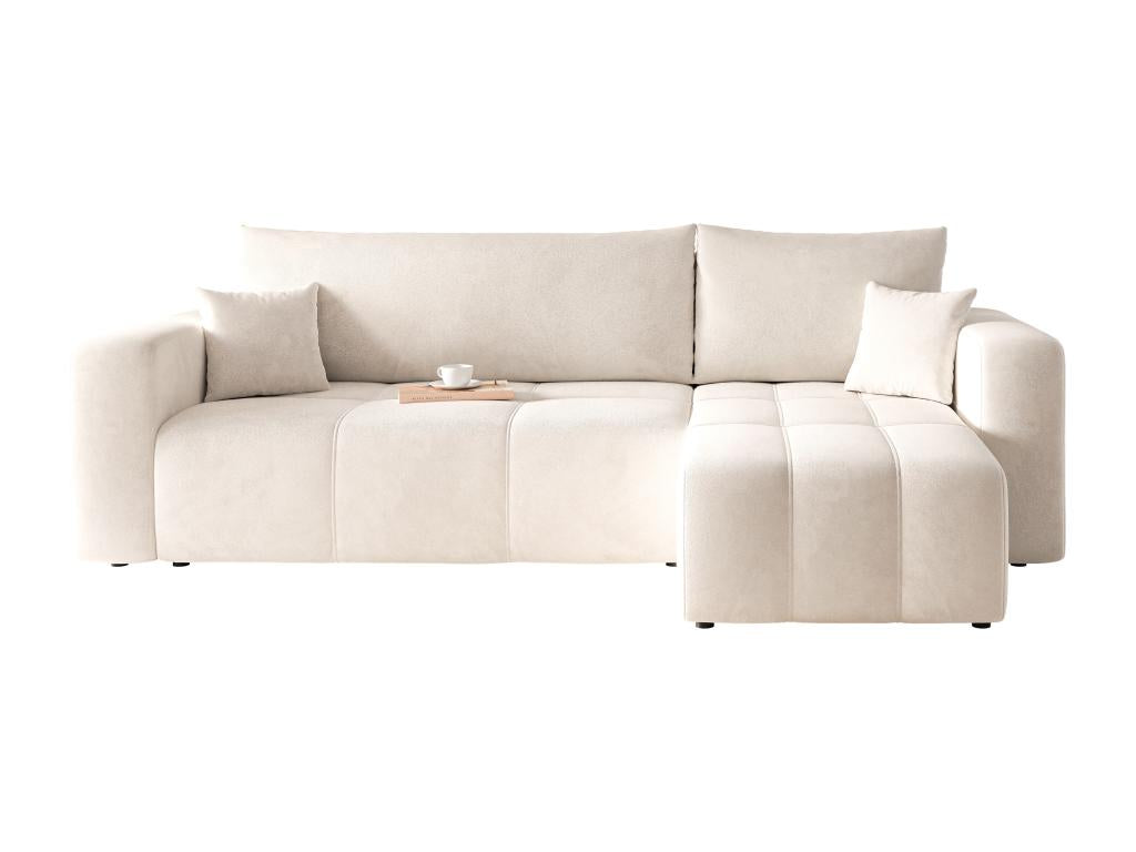 3-Seater Corner Sofa Bed with Storage Space in Beige Fabric