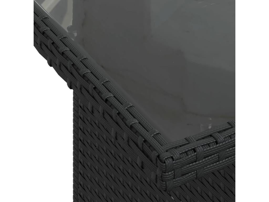 10-piece garden furniture set with cushions, black woven resin