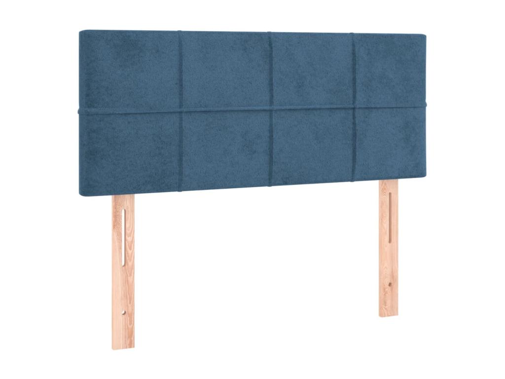 Upholstered bed base with mattress, dark blue, 100x200 cm