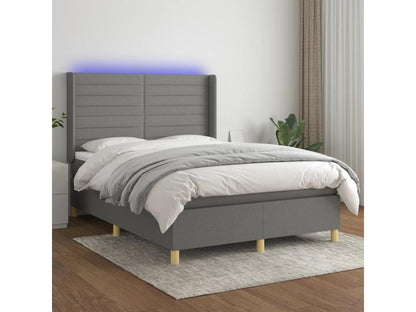 Bed base with LED mattress, dark grey, 140x200 cm, fabric