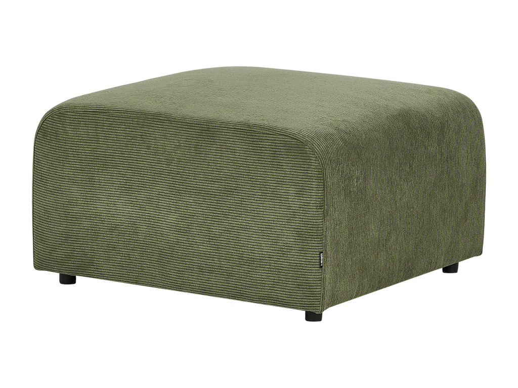 Modular sofa in green corduroy with 3-seater ottoman