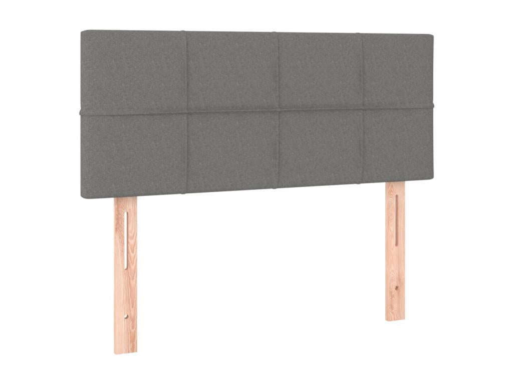 Upholstered bed base with mattress, dark grey, 90x200 cm, fabric