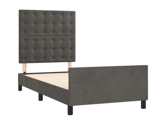 Dark grey velvet bed frame (80x200 cm) without mattress