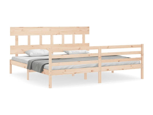 Bed frame with headboard, super solid wood