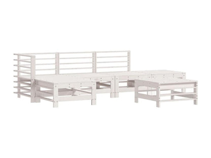 6-piece garden furniture set, white, solid pine wood