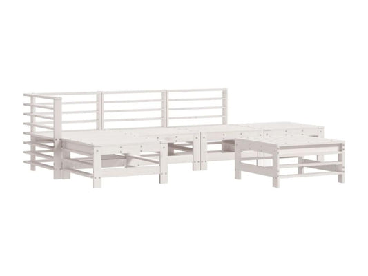 6-piece garden furniture set, white, solid pine wood